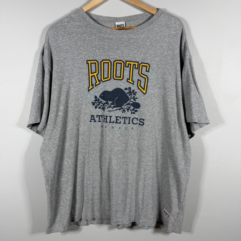 Vintage Roots Athletics Canada Beaver Graphic T-Shirt Gray - Size XL